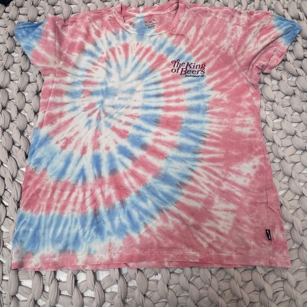 Billabong x Budweiser Tie-Dye Tee in Pink & Blue